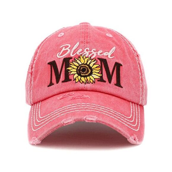 2/$30 Ladies Blessed Mom Pink Baseball Hat - Picture 1 of 5